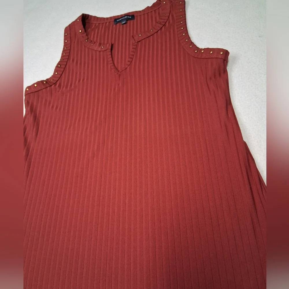 Warehouse One Chic Rust Sleeveless Top with Stud Details - Picture 2 of 3